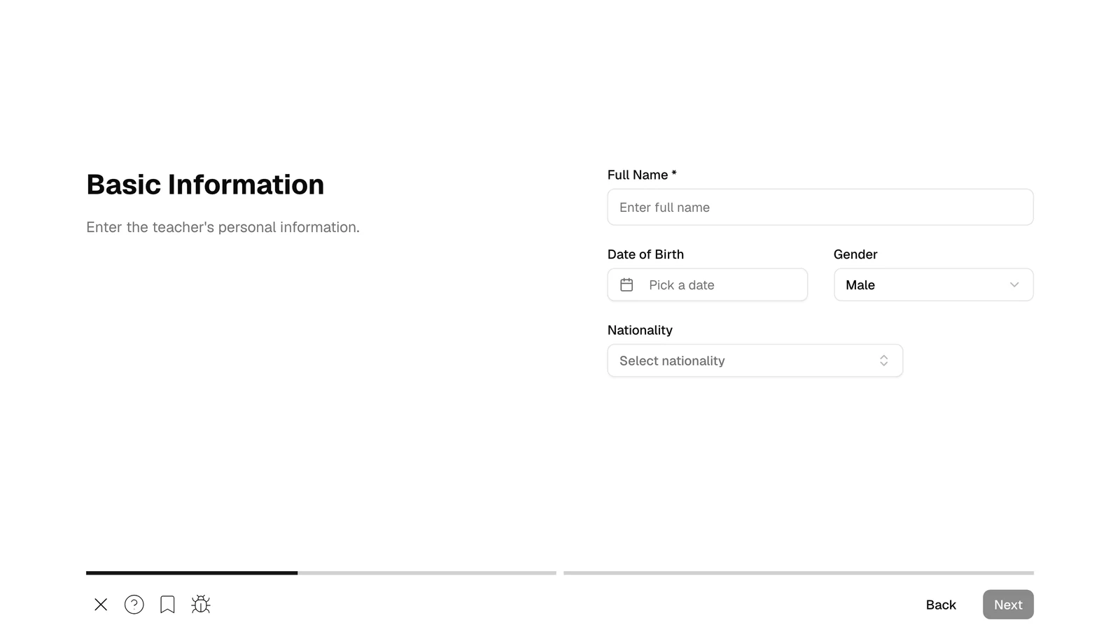The basic information step